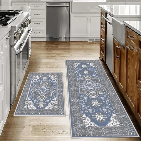 Navak Carpet Exclusive Picks 1/2 Stück Bohemian Küchen-Fußmatten, rutschfest, waschbar, für Badezimmer, Badezimmer, Türmatten, Flur, Gang, Fußmatten, Heimdekoration