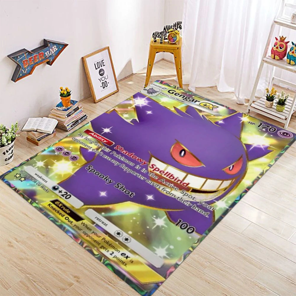 Navak Carpet Daily Picks Pikachu Charizard Gengar Kartenspiel-Thementeppich für Schlafzimmer, Bodenmatte, Wohnzimmer, E-Sportzone, stilvolles Dekor, Willkommensteppich