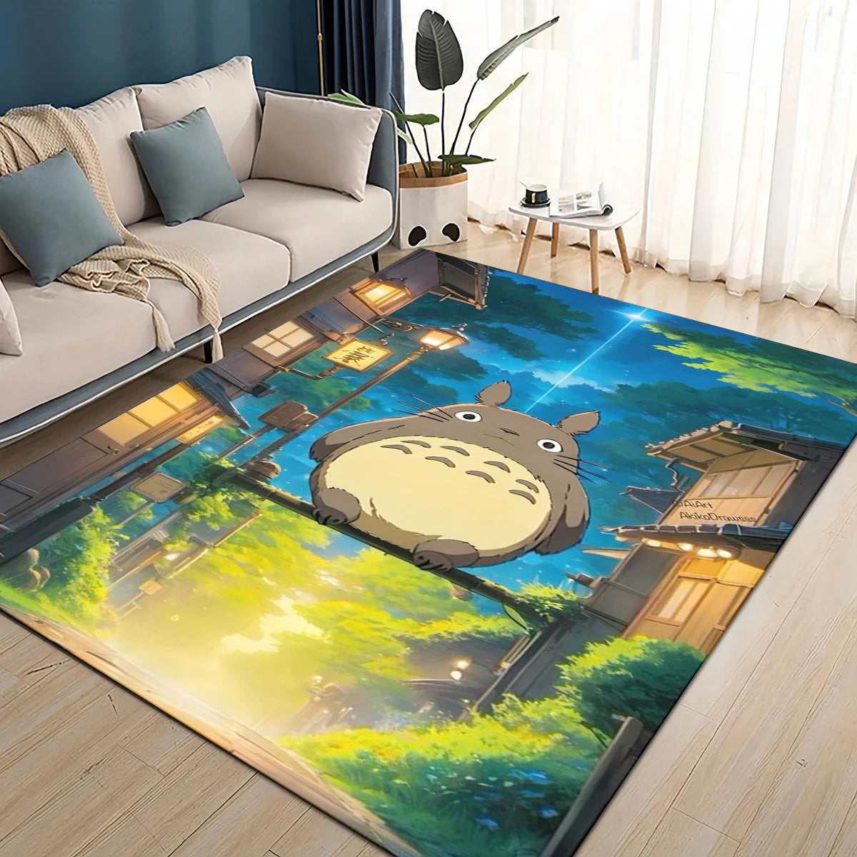 Navak Carpet 3D T-Totoros Cartoon-Teppich, Teppich für Wohnzimmer, Kinderzimmer, Sofa, Fußmatte, Dekoration, rutschfeste Bodenmatte für Kinder