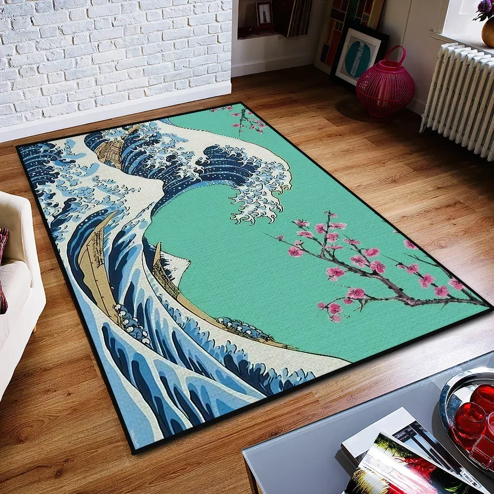 Navak Teppich kleine Welle Japan Teppich Anti-Rutsch Tolle Küche Kanagawa Schlafzimmer Handgefertigter getufteter Teppich Teppich des Wohnzimmereingangs