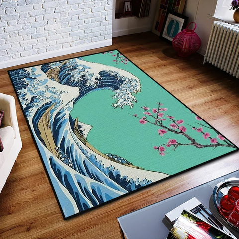 Navak Teppich kleine Welle Japan Teppich Anti-Rutsch Tolle Küche Kanagawa Schlafzimmer Handgefertigter getufteter Teppich Teppich des Wohnzimmereingangs