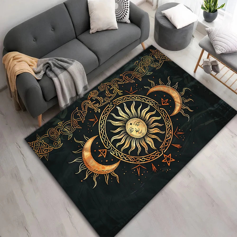 Navak Carpet Sun & Moon Carpet, Durable Door Mat Chair Mat Sofa Mat, Comfortable Printed Area Rug Appropriate for Hotel, Balcony, Hallway,