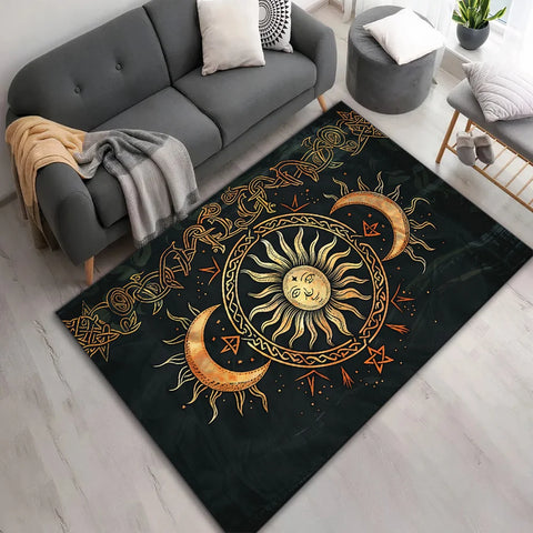 Navak Carpet Sun & Moon Carpet, Durable Door Mat Chair Mat Sofa Mat, Comfortable Printed Area Rug Appropriate for Hotel, Balcony, Hallway,