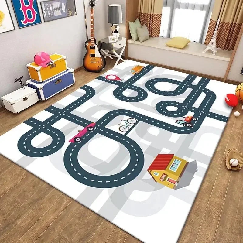 Navak Teppich, Parkplatz, Kinder-Krabbelteppiche für Wohnzimmer, Dekoration, Kinderzimmer, Heimdekoration, Sofa-Teppich, rutschfester Teppich, Bodenmatte