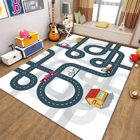 Navak Teppich, Parkplatz, Kinder-Krabbelteppiche für Wohnzimmer, Dekoration, Kinderzimmer, Heimdekoration, Sofa-Teppich, rutschfester Teppich, Bodenmatte