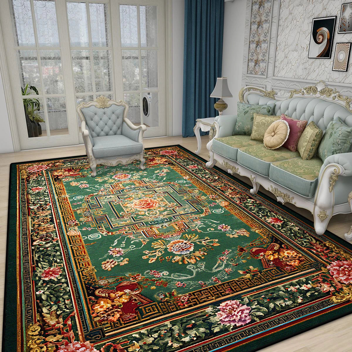 Navak Carpet Retro Boho Luxurious Carpet for Living Room Bedroom Persian Decoration Home Large Area Rugs Non-slip Entrance Door Mat Washable