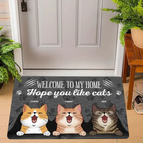 Navak Carpet Fußmatte mit süßem Katzen-Aufdruck, Willkommens-Fußmatte, rutschfest, maschinenwaschbar, für Wohnzimmer, Schlafzimmer, Badezimmer, Küche und Wäschevorleger