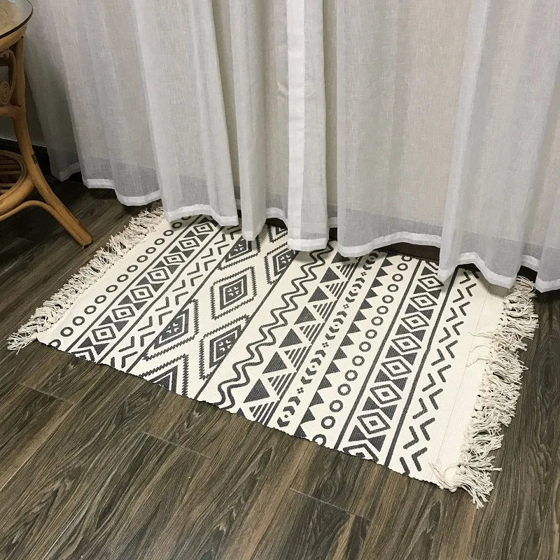 Navak Teppich, nordischer Teppich aus Baumwolle und Leinen, für Zuhause, Wohnzimmer, Sofa, Couchtisch, Decke, Schlafzimmer, Nachttisch, Bodenmatte, Fußmatte, maschinenwaschbar