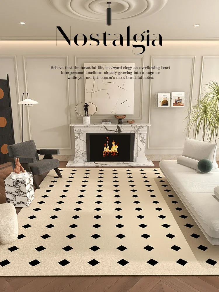 Navak Carpet Teppiche im nordischen Stil für Schlafzimmer, flauschig, weich, Wohnzimmerdekoration, Plüschteppich, moderner minimalistischer Arbeitszimmerteppich, dicke karierte Bodenmatte