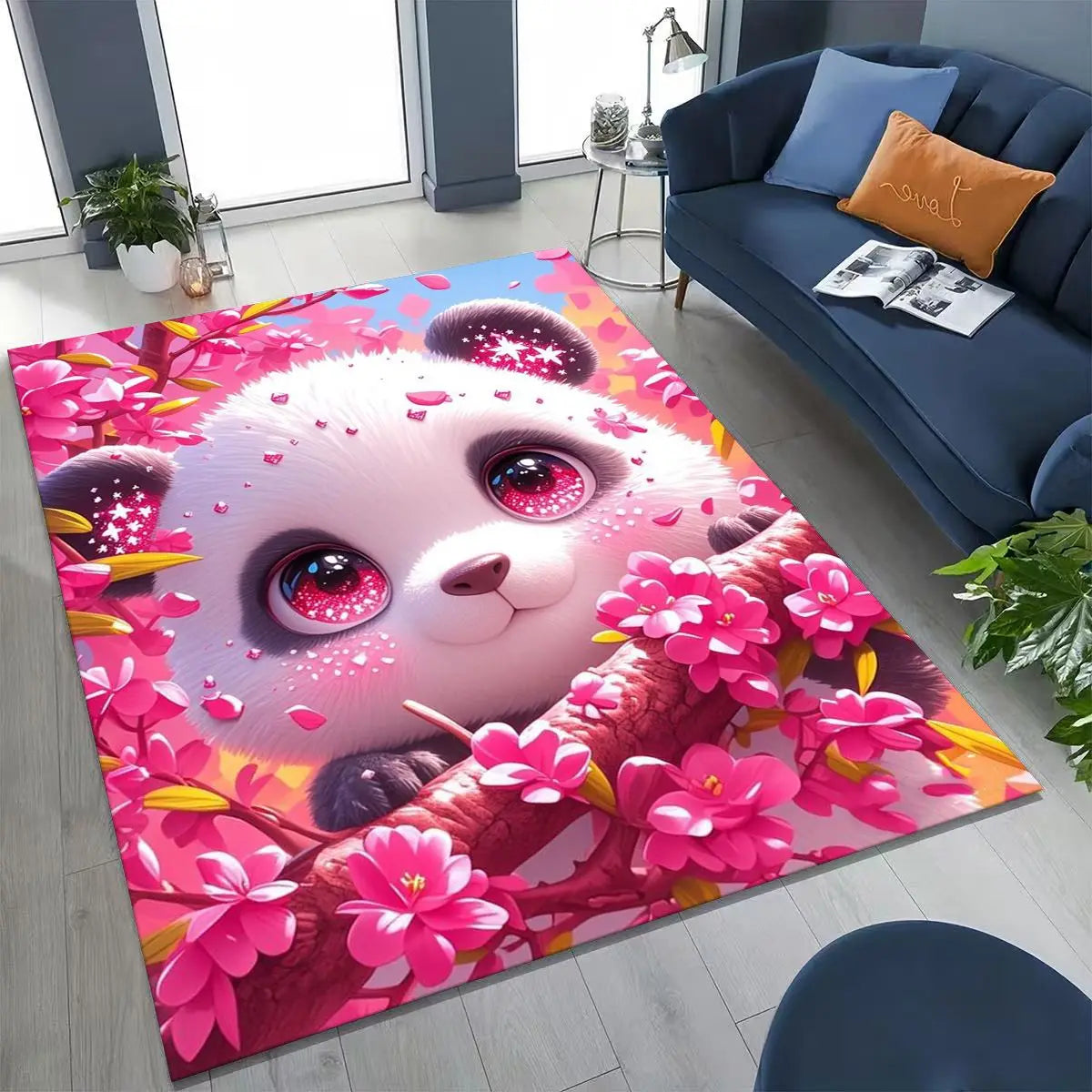 Navak Carpet 2026 New Dream Panda Niedlicher Cartoon-Kunst-Teppich für Schlafzimmer, Wohnzimmer, Sofa, Zuhause, Fußmatte, Dekor, große rutschfeste Bodenmatte für Kinder zum Spielen, Geschenk