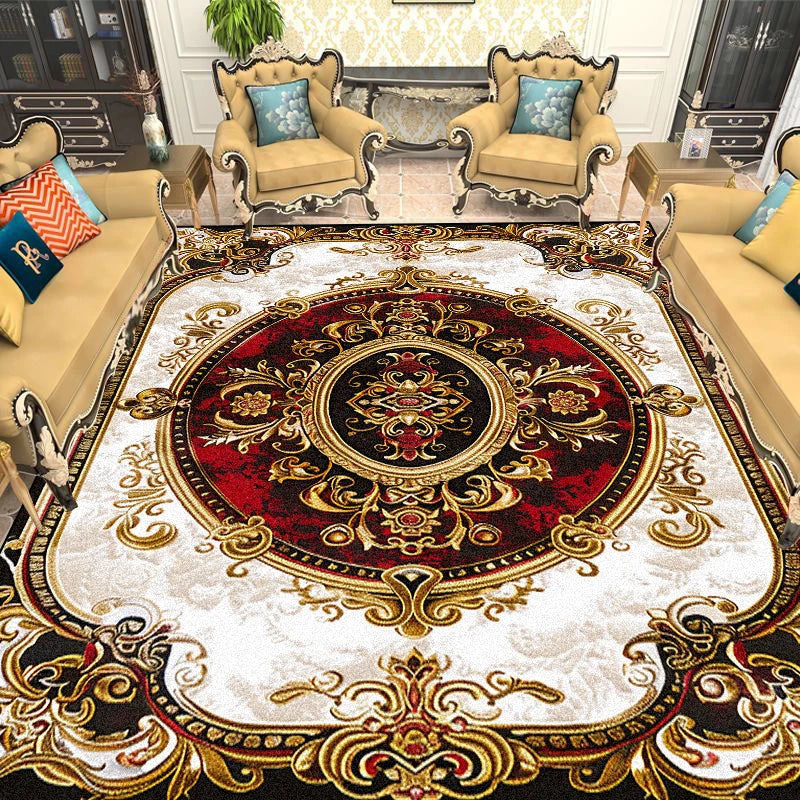 Navak Carpet European Gold Red Carpet Living Room Decoration Sofa Area Rugs for Bedroom Large Area Cloakroom Lounge Non-slip Floor Mats Ковер