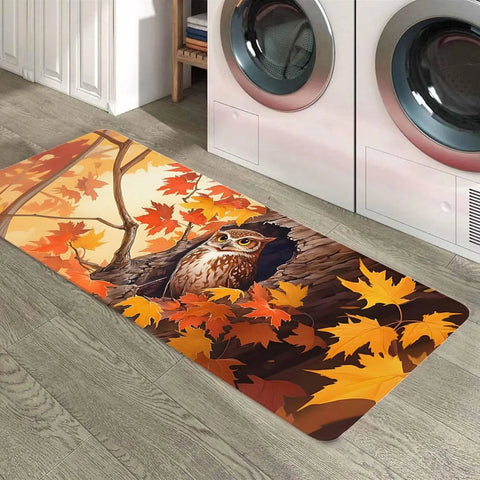 Navak Teppich, Herbst-Eule, Ahornblätter, Küchenmatte, Heimdekoration, Korridor, Balkon, Waschküche, Teppiche, Schlafzimmer, Nachttisch, Bodenmatte, Badezimmer, Türmatte