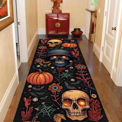 Navak Carpet Exclusive Picks Halloween-Läuferteppich, abstrakter Kürbis-Totenkopf-Teppich, Küche, rutschfest, Spinnennetz-bedruckte Teppiche für Wohnzimmer, Heimdekoration