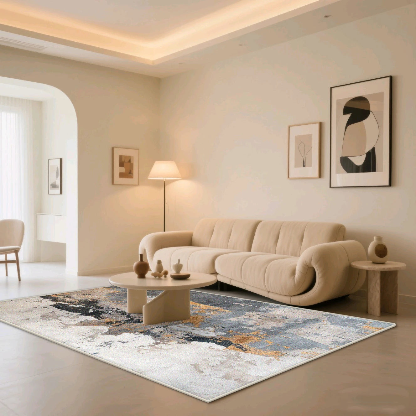 Navak Teppich, Kunststil, abstrakt, weich, Schlafzimmer-Dekoration, großer Teppich, rutschfest, Sofa-Tischset, faltbar, maschinenwaschbar, Wohnzimmerteppich