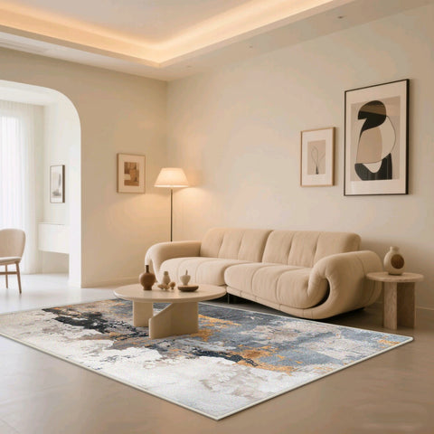 Navak Teppich, Kunststil, abstrakt, weich, Schlafzimmer-Dekoration, großer Teppich, rutschfest, Sofa-Tischset, faltbar, maschinenwaschbar, Wohnzimmerteppich