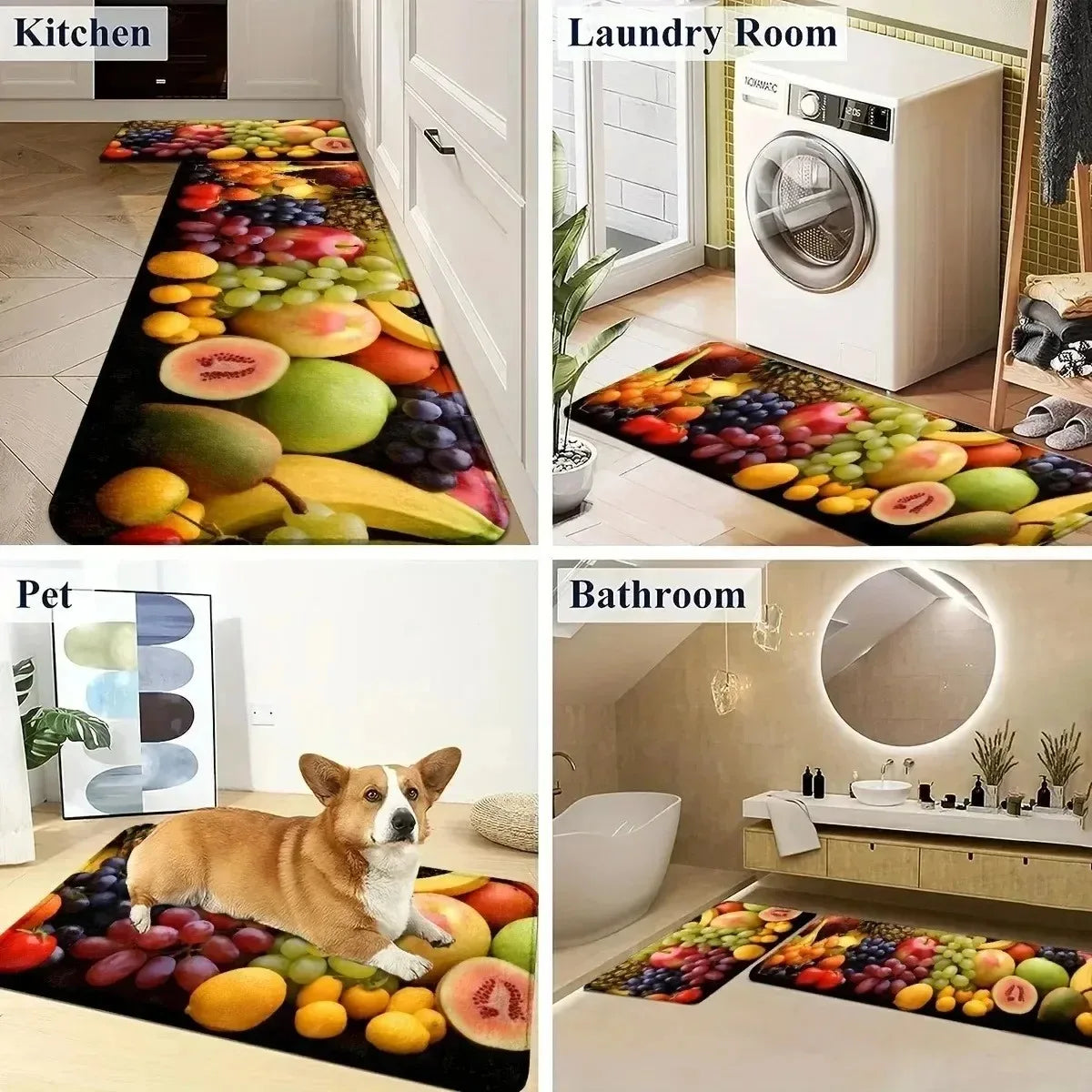 Navak Carpet 1PC Küchenteppich mit Charaktermuster, rutschfeste Fußmatten für Zuhause, Pop-Design, Badezimmerteppiche, Badematte, Teppich für Waschbecken, Wäschedekor