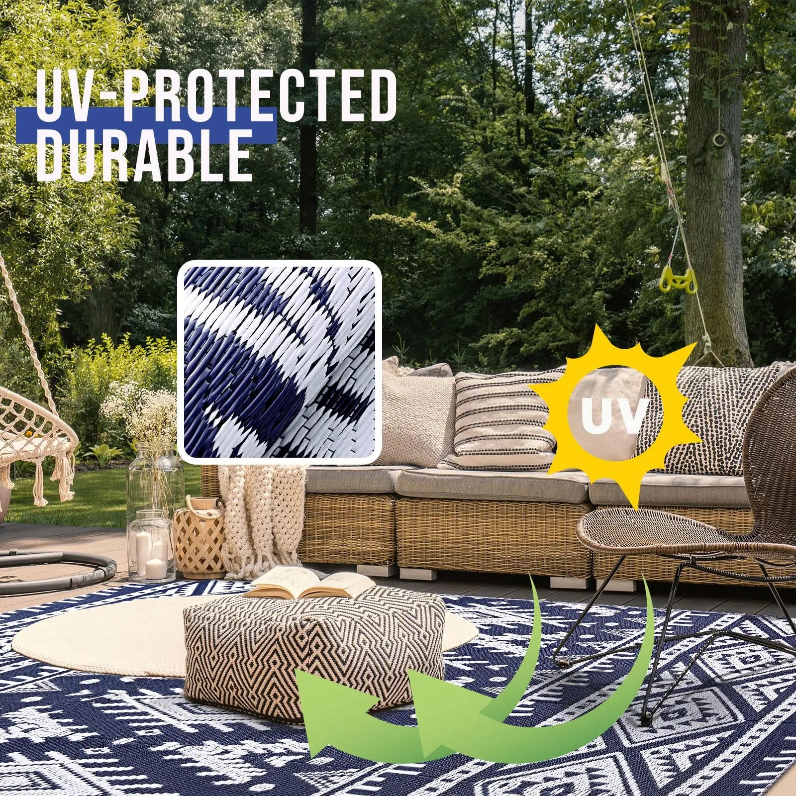 Navak Carpet Olanly Outdoor Waterproof Rugs Reversible Plastic Straw Rug Indoor Outdoor Washable Boho Patio Rug RV Mat For Patio Camp Picnic