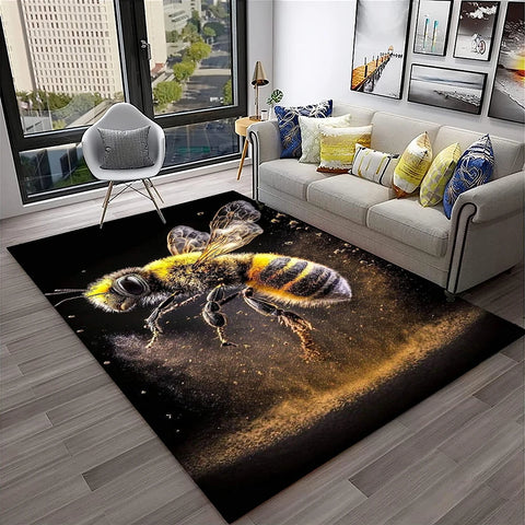 Navak Teppich, süße Biene, Honigbiene, Insekten-Cartoon, 3D-Teppich für Zuhause, Wohnzimmer, Schlafzimmer, Sofa, Fußmatte, Dekor, Kinderbereich, Teppich, rutschfeste Bodenmatte