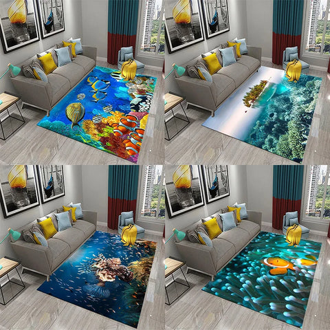 Navak Teppich 3D Hawaiian Meer Ozean Tropische Fische Teppich Wohnzimmer Fisch Tier Muster Kinder Schlafzimmer Weiche Boden Dekor