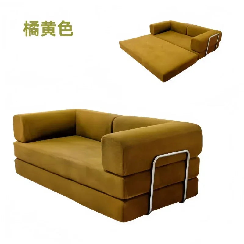 Navak Carpet Italienisches minimalistisches Retro-High-End-Cord-Wohnzimmersofa, komprimiertes Sofa, Schlafsofa, faltbar, waschbar, anpassbar