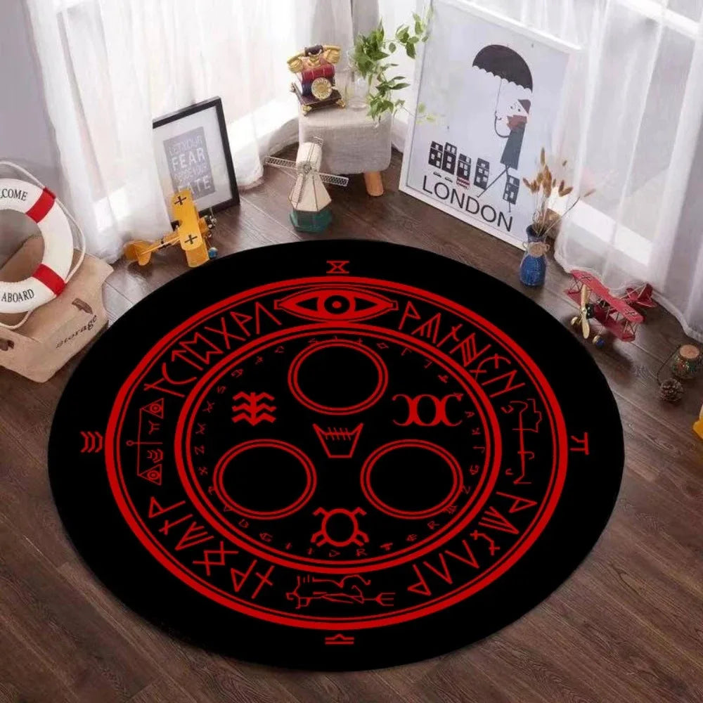 Navak Carpet Mystic Magic Circle Round Theme Innenbereich Rutschfester Teppich Schlafzimmer Meditationszone Idealer Dekoteppich