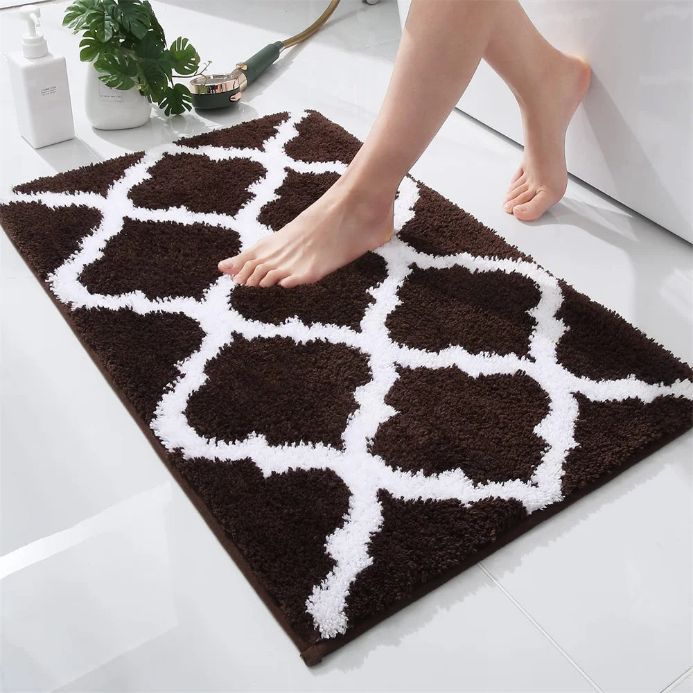 Navak Carpet Olanly Shaggy-Badematte, Mikrofaser, super saugfähig, Badezimmer-Duschvorleger, rutschfest, weiche Duschmatten, Bodenplüschteppich, Fußwaschmatte