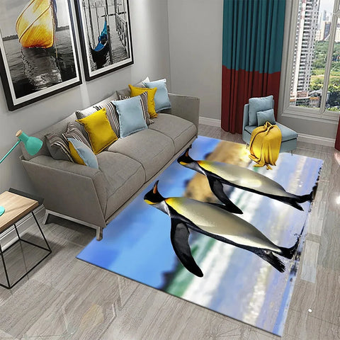 Navak Carpet Antarctica Penguin Pattern Carpet Lovely Animal Design Living Room Bedroom And Bathroom Non-Slip Carpet