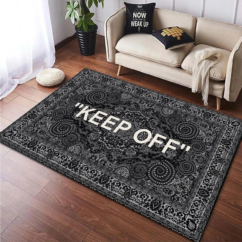 Navak Carpet KEEP OFF Teppich für Wohnzimmer, Heimdekoration, Schlafzimmer, Nachttisch, Flanell-Bodenmatte, große Flächenteppiche, rutschfeste Fußunterlage für den Balkon