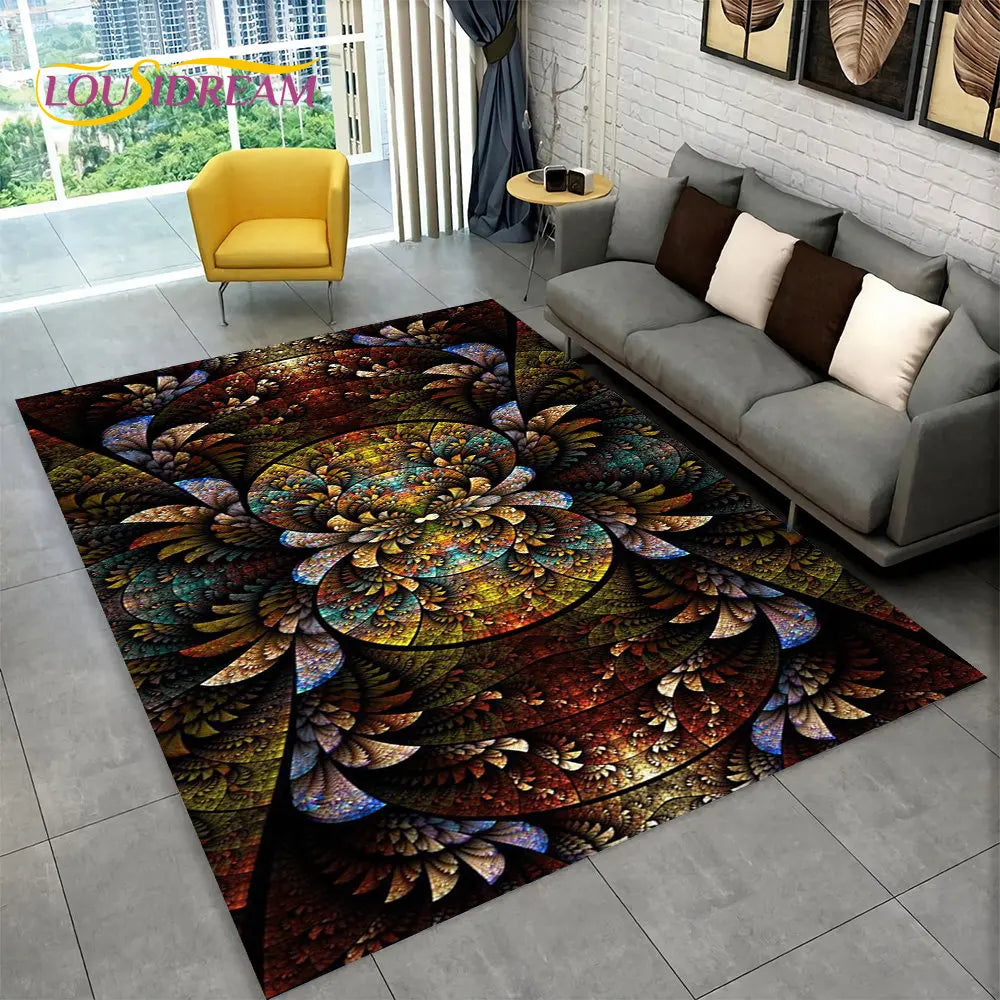 Navak Carpet Bohemia Mandala Geometrischer Teppich, Teppich für Zuhause, Wohnzimmer, Schlafzimmer, Sofa, Fußmatte, Küchendekor, rutschfeste Fußmatten für Kinder