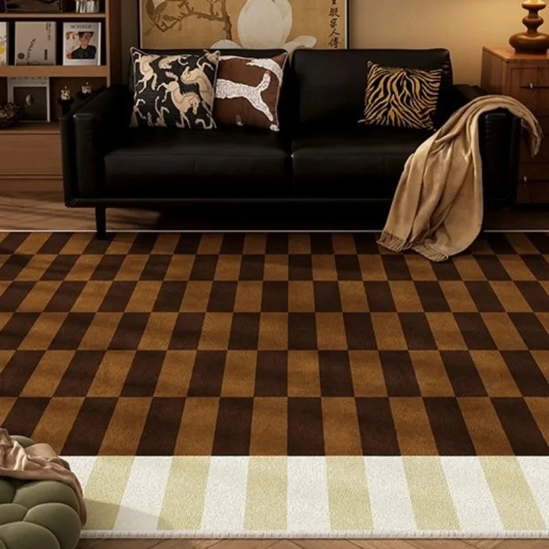 Navak Teppich Amerikanischer Retro-Teppich Blau Braun Wohnzimmer Hochwertige Schlafzimmer Nachttischmatte Garderobe Sofa Einfacher Teppich Alfombra Dekorieren