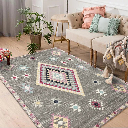 Navak Teppich KristallsamtteppichBohemian Muster Dekorativer Wohnzimmerteppich Tribal Style Marokkanischer Luxus Persischer Schlafzimmerteppich Geometrisch A