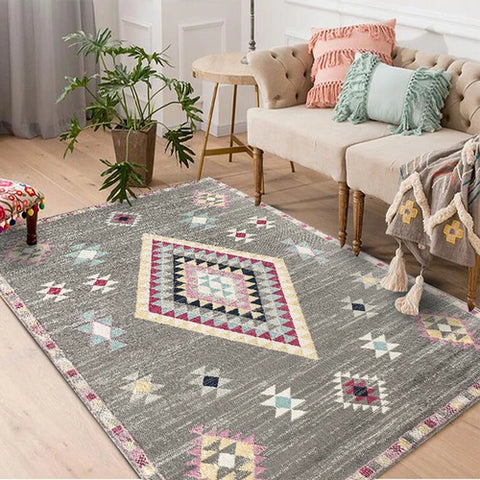 Navak Teppich KristallsamtteppichBohemian Muster Dekorativer Wohnzimmerteppich Tribal Style Marokkanischer Luxus Persischer Schlafzimmerteppich Geometrisch A