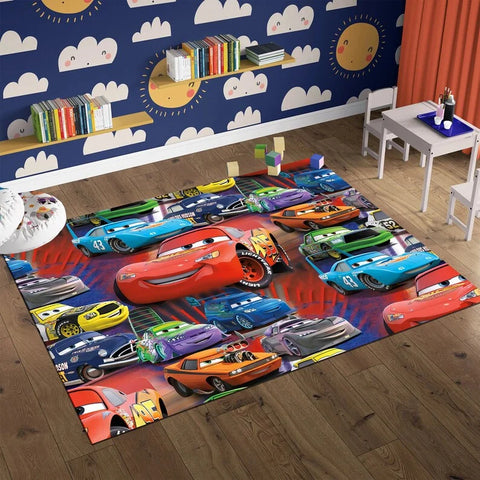 Navak Carpet Daily Picks Autobahn-Auto-Bodenteppich, McQueen-Cartoon-Auto-Teppich für Kinderzimmer-Dekoration, minimalistische Spielmatte für Kinderzimmer, Geschenkideen