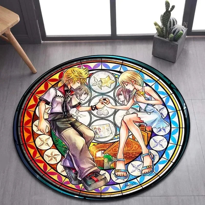 Navak Carpet Daily Picks DISNEY Kingdom Hearts Cartoon-Muster Bereich Teppich Runde Bodenmatte Kind Wohnzimmer Teppich Badezimmer Küche Fußmatte Dekorieren