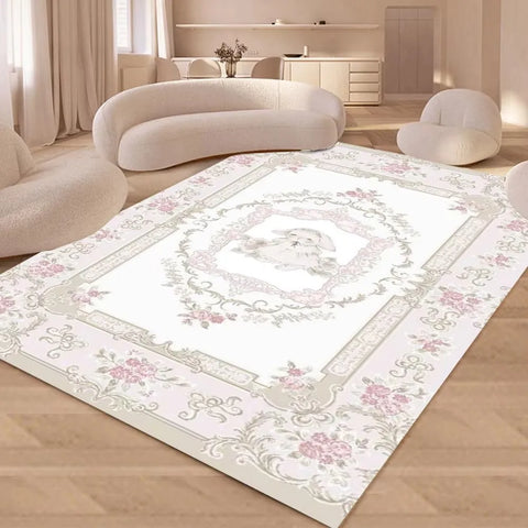 Navak Teppich, rutschfeste Rückseite, rosa, weicher Teppich, faltbar, maschinenwaschbar, Retro-Stil, für Wohnzimmer, Schlafzimmer, Esszimmer, Heimbüro, Dekoration