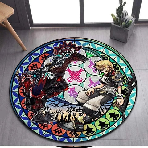 Navak Carpet Daily Picks DISNEY Kingdom Hearts Cartoon-Muster Bereich Teppich Runde Bodenmatte Kind Wohnzimmer Teppich Badezimmer Küche Fußmatte Dekorieren