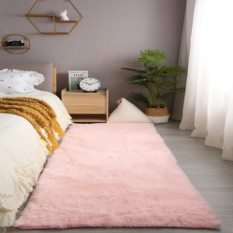 Navak Carpet Superweicher Shaggy-Teppich für Wohnzimmer, Schlafzimmer, flauschiger Plüsch-Teppich für den Innenbereich, pelzige Fußmatten für Kinder, Kinderzimmer, Mädchen, rosa Teppich