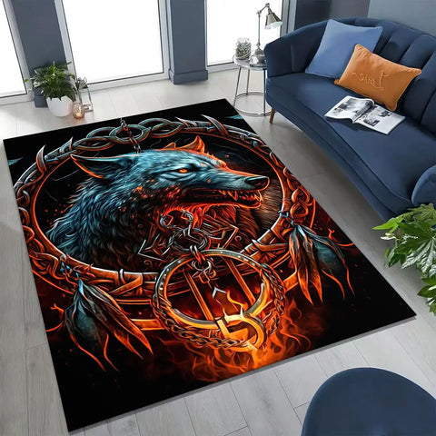 Navak Teppich, nordisches Wikinger-Kriegersymbol, Valhalla, Valknut, Rune, Moto-Teppich für Schlafzimmer, Wohnzimmer, Sofa, Zuhause, Fußmatte, Dekor, rutschfeste Bodenmatte
