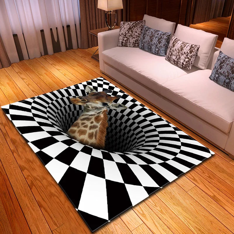 Navak Carpet 3D Vortex Illusion Teppich Eingangstür Bodenmatte Abstrakte geometrische optische Fußmatte Rutschfeste Bodenmatte Wohnzimmer Dekor Teppich