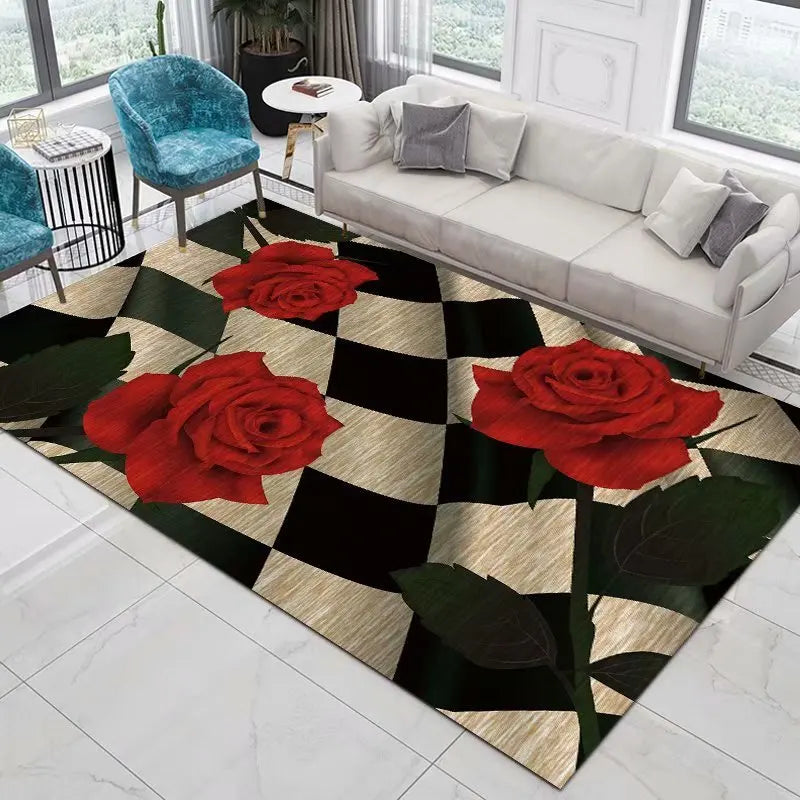Navak Teppich, Heimdekoration, Eingangstürmatte, Blume, Rose, Pfingstrose, pastoral, 3D-gedruckter Teppich, Wohnzimmerteppich, pelzige Matte, Teppich, Schlafzimmerdekoration
