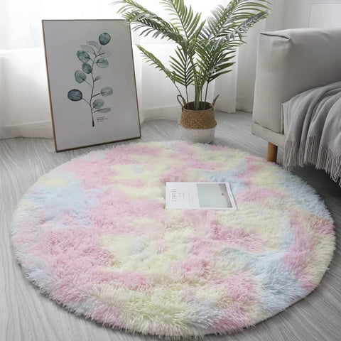 Navak Teppich, superweicher Plüsch, runder Teppich, flauschige weiße Teppiche für Wohnzimmer, Heimdekoration, Schlafzimmer, Kinderzimmer, Dekoration, Salon, dicker Florteppich