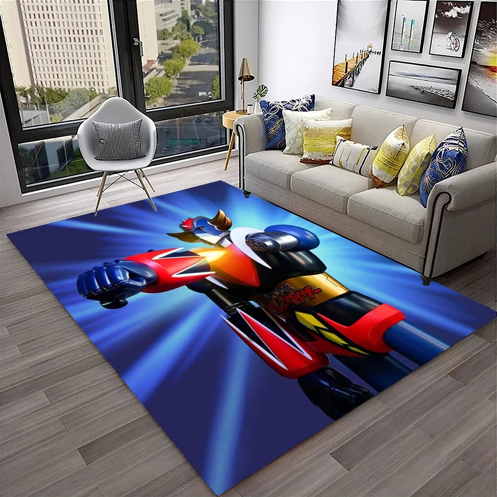 Navak Teppich, 3D-Cartoon-UFO-Roboter Grendizer, Anime-Teppich für Zuhause, Wohnzimmer, Schlafzimmer, Sofa, Fußmatte, Dekor, Kinderbereich, rutschfeste Bodenmatte