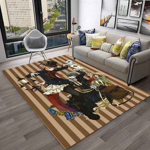 Navak Teppich, 3D-Anime, Black Butler, Cartoon-Teppich für Zuhause, Wohnzimmer, Schlafzimmer, Sofa, Fußmatte, Dekoration, Kinderspielbereich, rutschfeste Bodenmatte