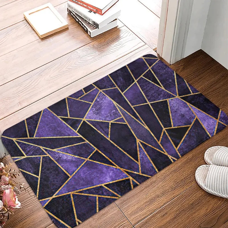 Navak Teppich, lila-grün, geometrisch gestreift, nordischer Stil, rutschfest, dekorativ, für Küche und Badezimmer, Fußmatte, Teppich, Teppich, Innenbereich, Bodenmatte