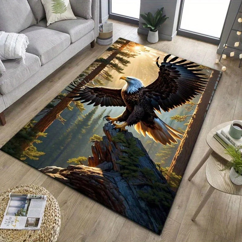 Navak Teppich 3D Adler Abheben Druckbereich Teppich-Rutschfeste Polyester Stuhl Teppich Pad, Wohnzimmer Innen Schlafzimmer Dekoration