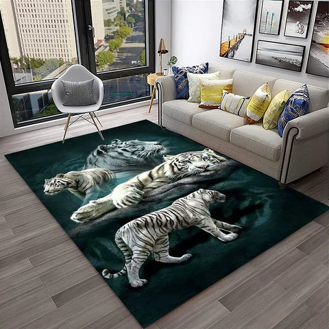 Navak Carpet 3D-Traumtiger, Tier-Cartoon-Teppich für Zuhause, Wohnzimmer, Schlafzimmer, Sofa, Fußmatte, Dekoration, Kinderspielbereich, rutschfeste Bodenmatte