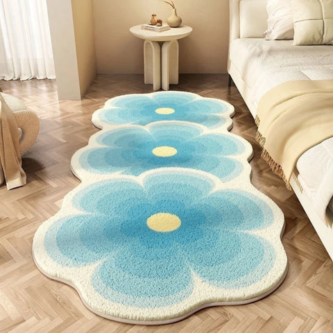 Navak Carpet Exclusive Picks Teppich für Schlafzimmer Streifen Flanell Bett Teppich Ins Blumen Frische Schlafzimmer Erkerfenster Schmutzabweisende Kühle Decke