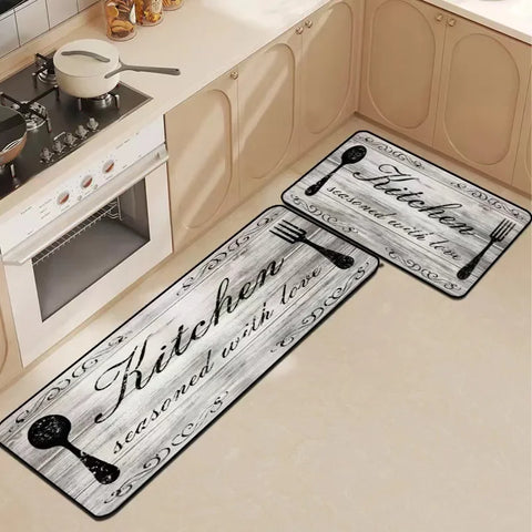 Navak Carpet Exclusive Picks Küchengeschirr-Themen-Bodenmatte Kristall-Samt-Teppich Rutschfeste und schmutzabweisende Komfortmatte Waschbarer Teppich