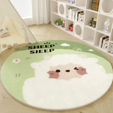 Navak Carpet Nordic Style Carpets for Living Room Plush Round Bedside Rug Large Area Children Bedroom Decor Carpet Thickend Cartoon Floor Mat
