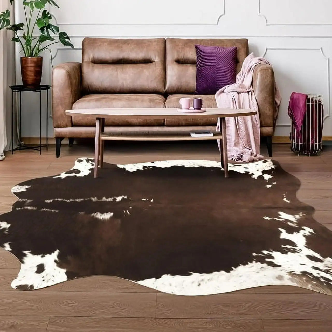 Navak Teppich im amerikanischen Stil mit Tiermuster, Kunstfell-Rindslederteppich, Schlafzimmerteppich, Zimmerteppich für Wohnzimmerteppiche, Hausdekoration, Fußmatten